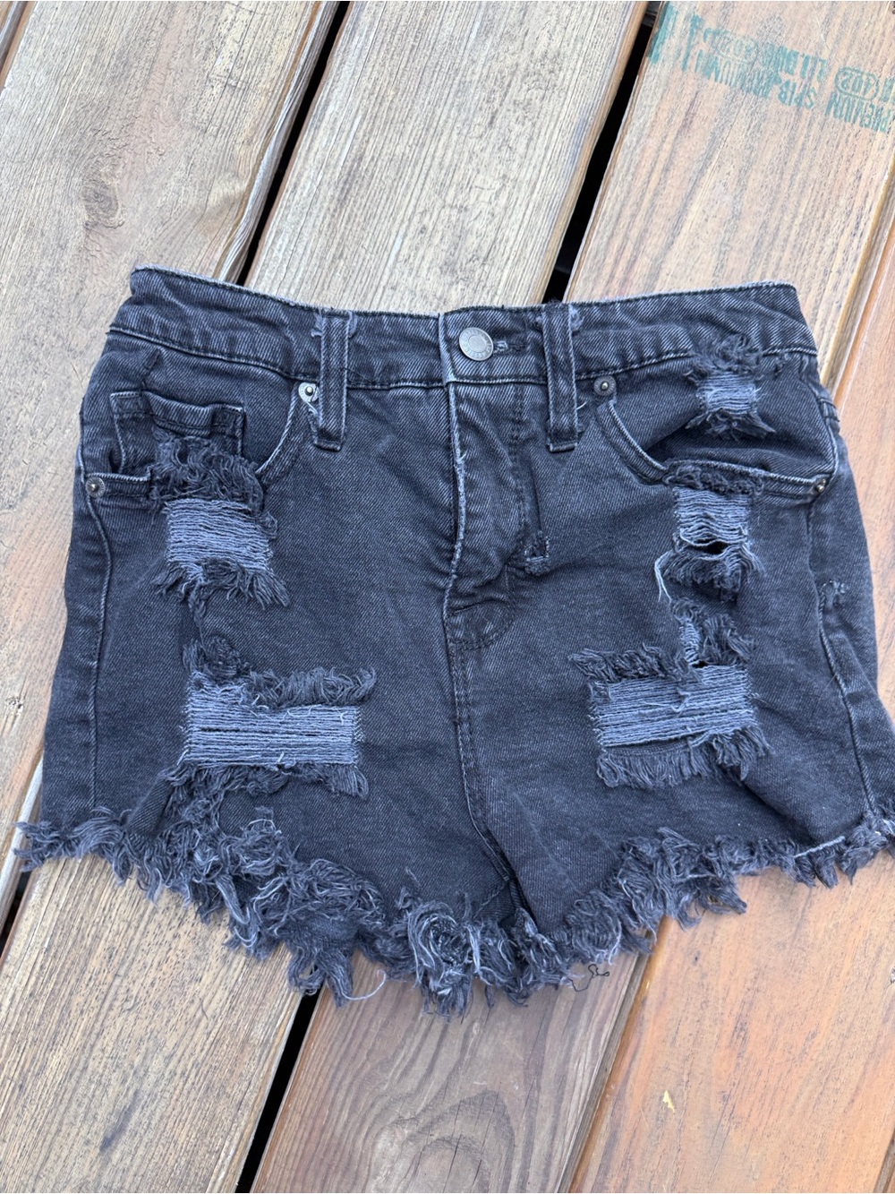 Mossimo Supply Co. Distressed High Rise Black Jean Shorts 0/25